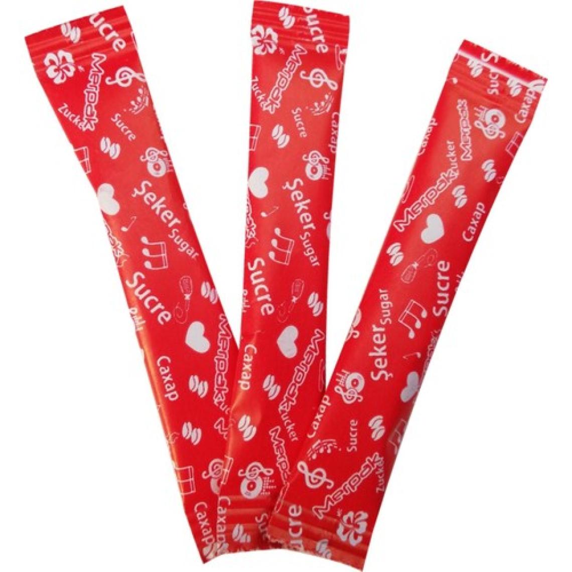 Merpak Ambalaj Stick Şeker Kırmızı Baskılı Stick Kristal Toz Şeker 3 gr 200'lü