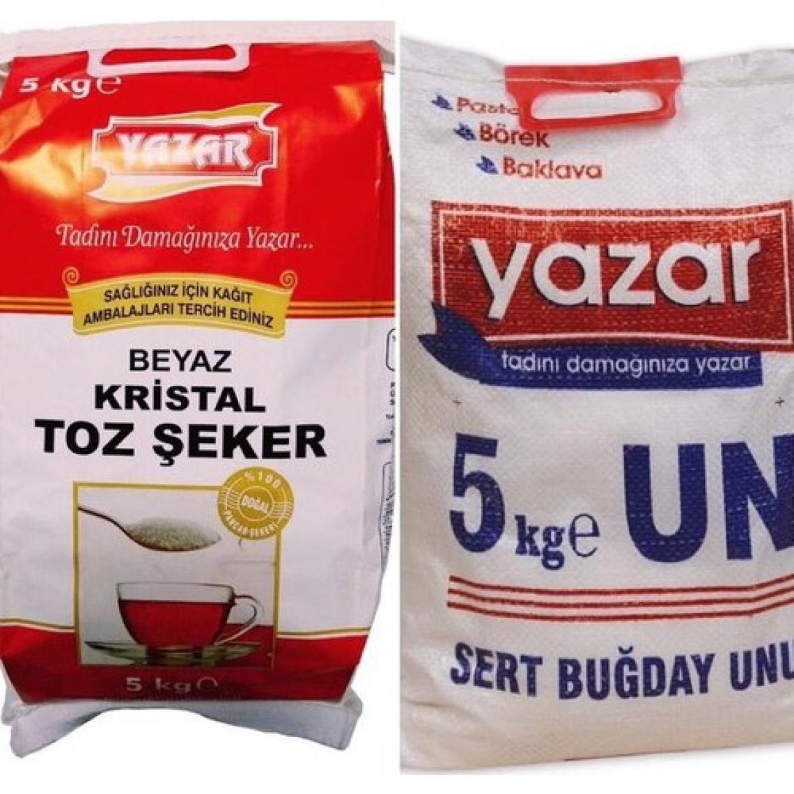 Yazar Kristal Toz Şeker (Kraft Ambalaj) 5 kg + Pastalık Böreklik Un 5 kg