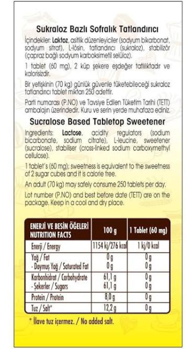Takita Sukralozlu Tablet Tatlandırıcı 500 Tablet
