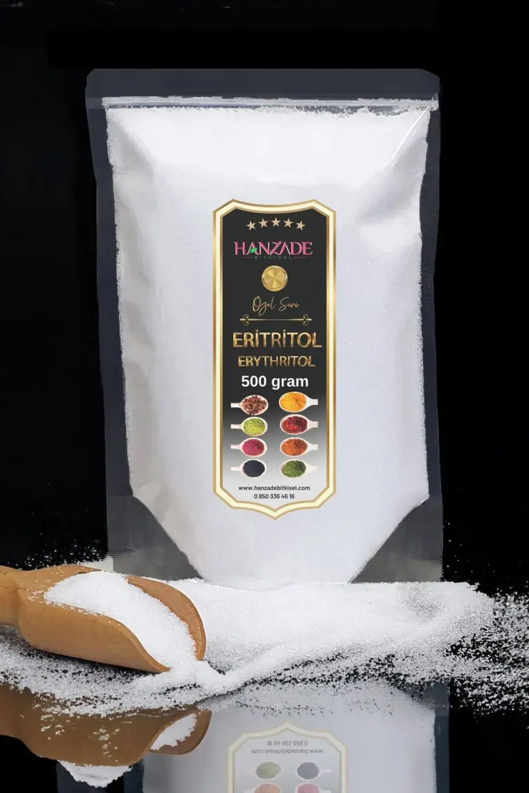 Hanzade Bitkisel Eritritol Doğal Toz Tatlandırıcı 500 gr Sıfır Kalori Keto Diyet Erythritol