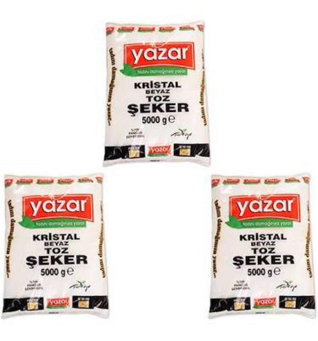Yazar Toz Şeker Kristal 5 kg x 3