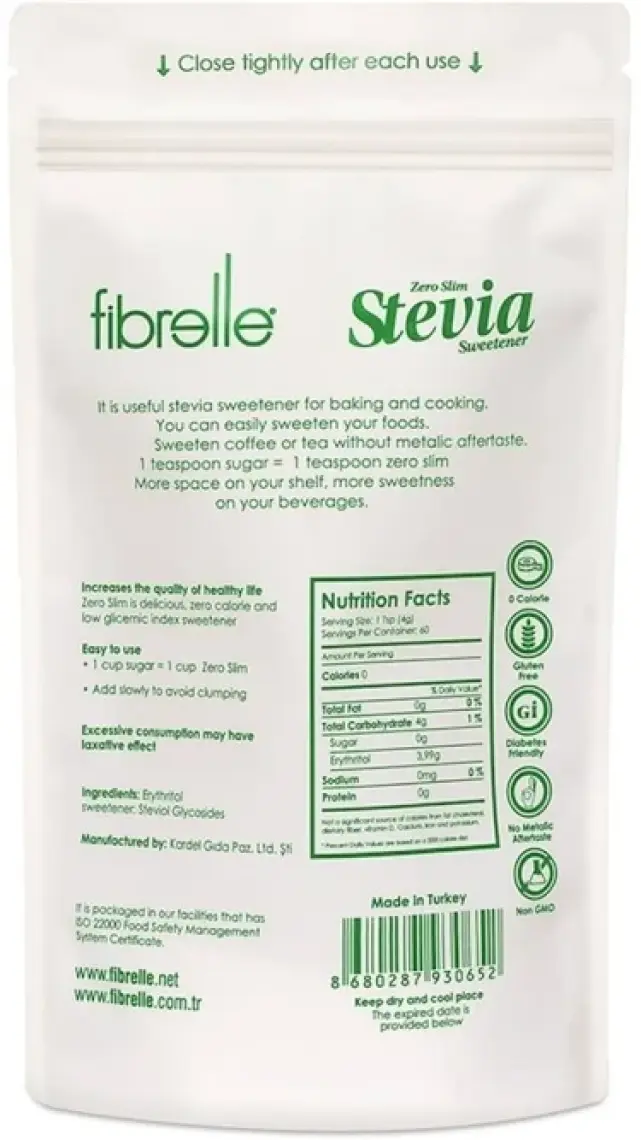Fibrelle Zero Slim Stevia Sweetener 400 gr