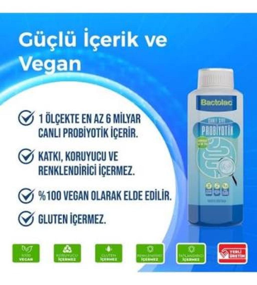 Bactolac Aktif Probiyotik - 1000 ml (Dünyada Canlı Organizma İçeren Tek Sıvı Probiyotik) Canlı Probiyotik