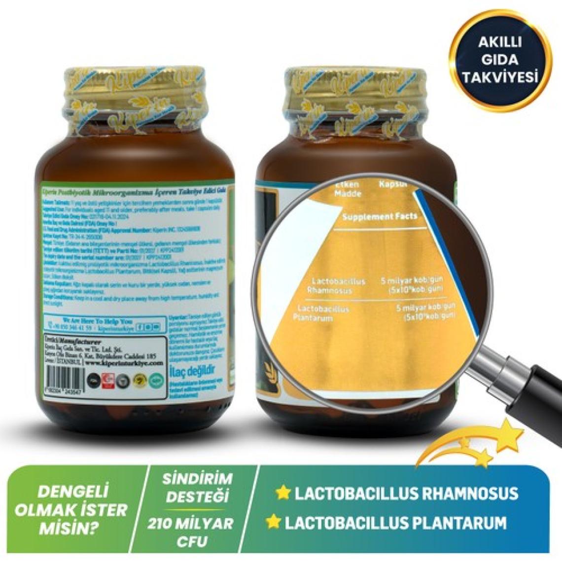 Kiperin Postbiyotik 210 Milyar Cfu Rhamnosus & Plantarum (21KAPSÜL & 700MG) | Akıllı Gıda Takviyesi