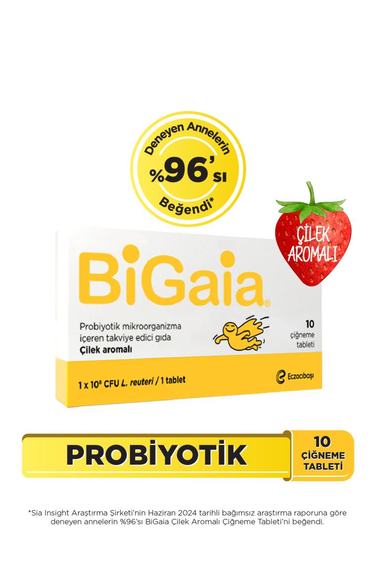 Eczacıbaşı Bigaia Probiyotik Çilek Aromalı Çiğneme 10 Tablet