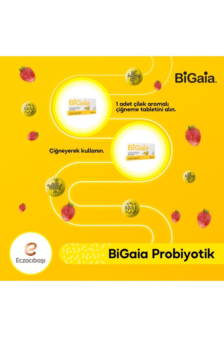 Eczacıbaşı Bigaia Probiyotik Çilek Aromalı Çiğneme 10 Tablet