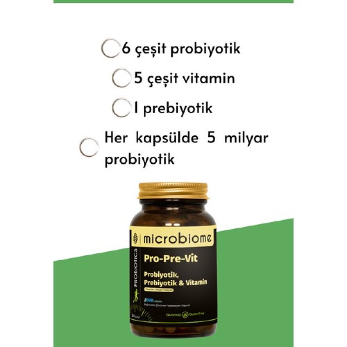 Microbiome Probiyotik Complex Probiyotik Prebiyotik ve Vitamin 30 Kapsül