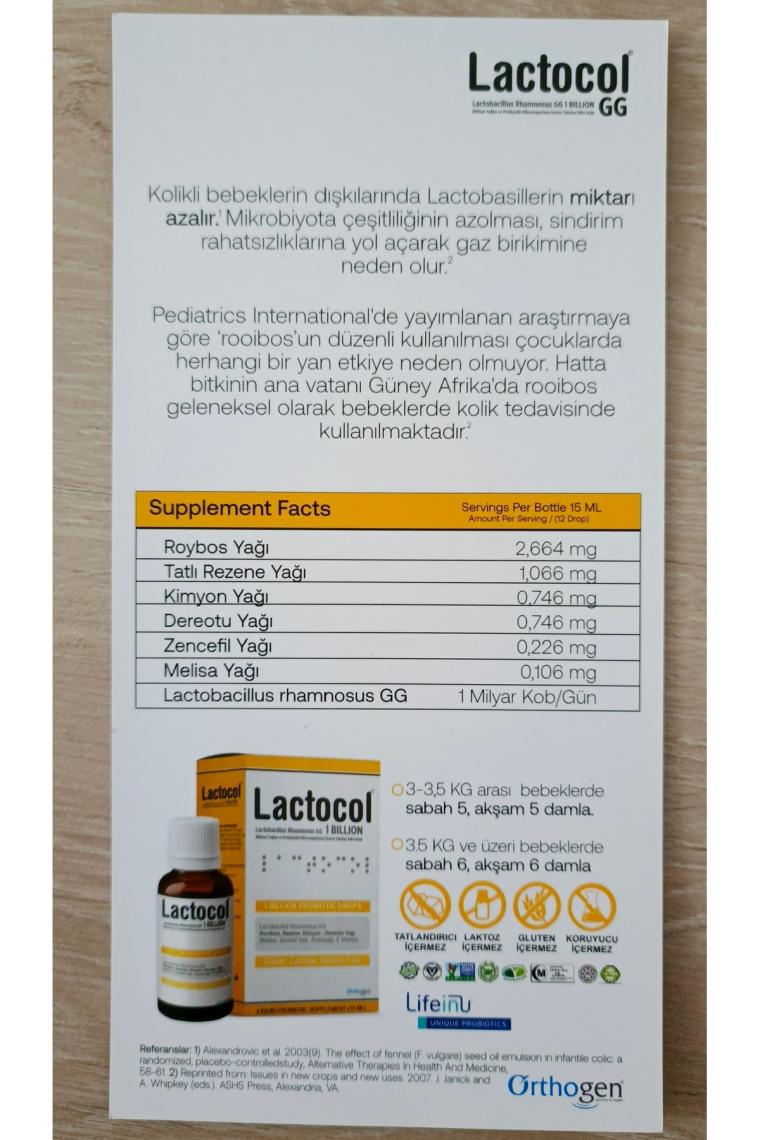 Orthogen Lactocol Probiyotik İçeren 15 ml Damla Takviye Edici Gıda