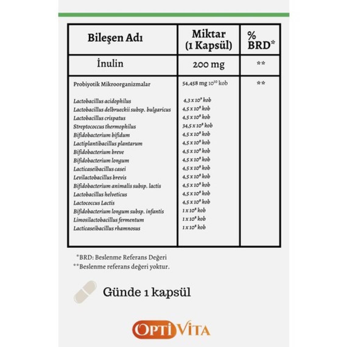 Optivita Probiotic Complex 30 Kapsül Probiyotik