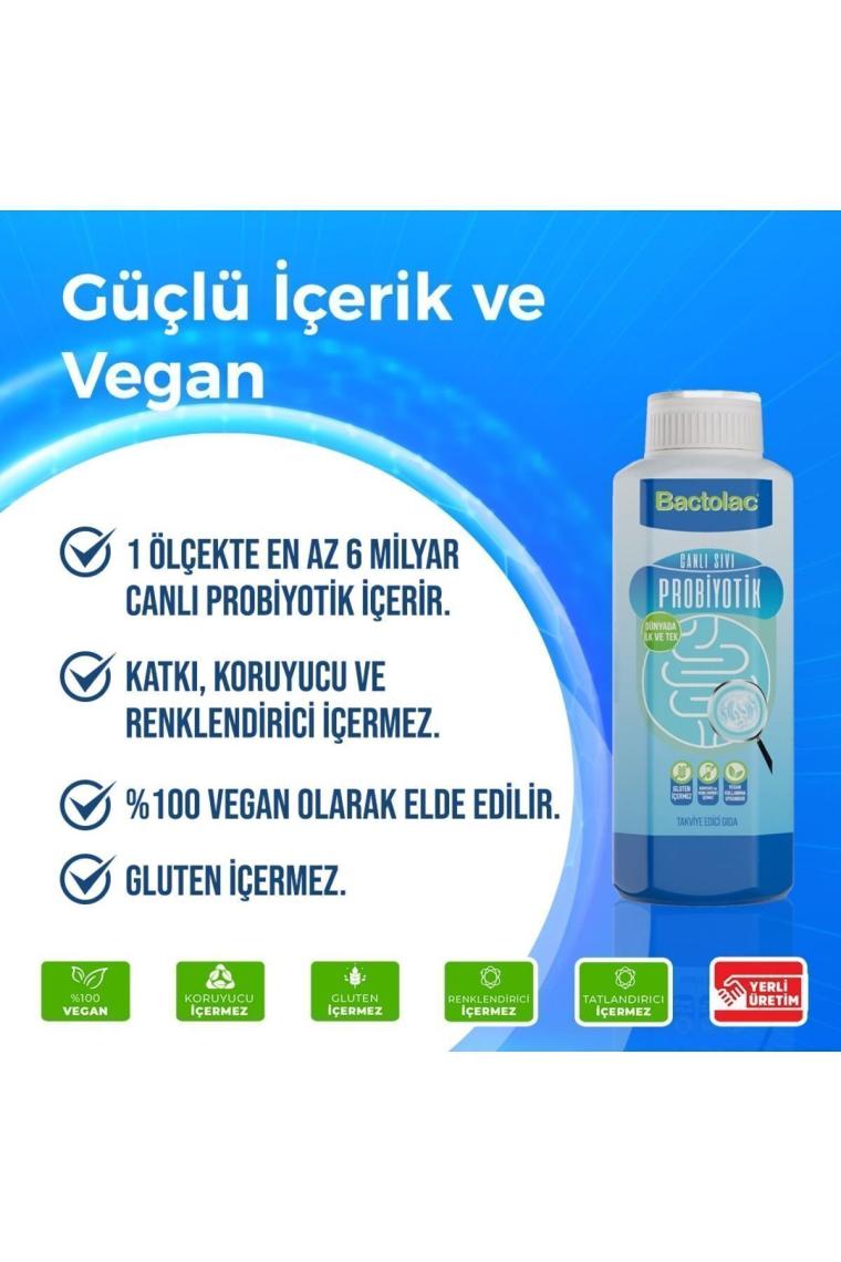 Bactolac Aktif Probiyotik - 1000 ml (Dünyada Canlı Organizma İçeren Tek Sıvı Probiyotik) Canlı Probiyotik
