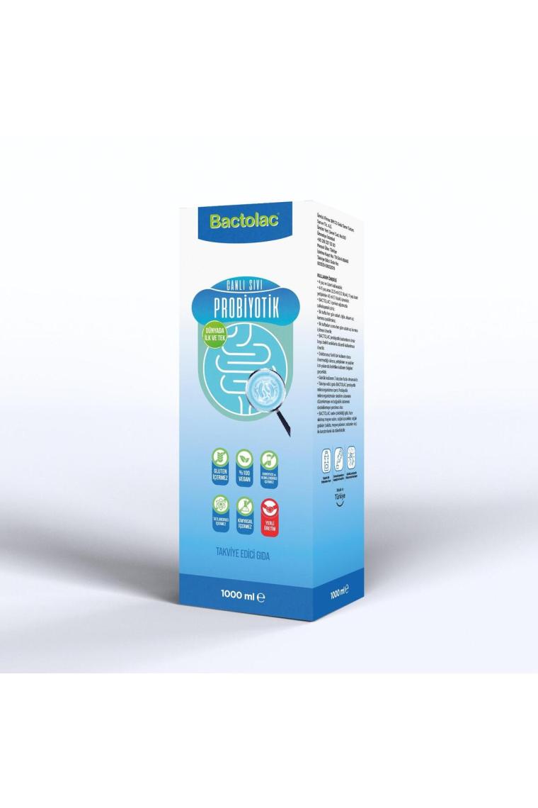 Bactolac Aktif Probiyotik - 1000 ml (Dünyada Canlı Organizma İçeren Tek Sıvı Probiyotik) Canlı Probiyotik