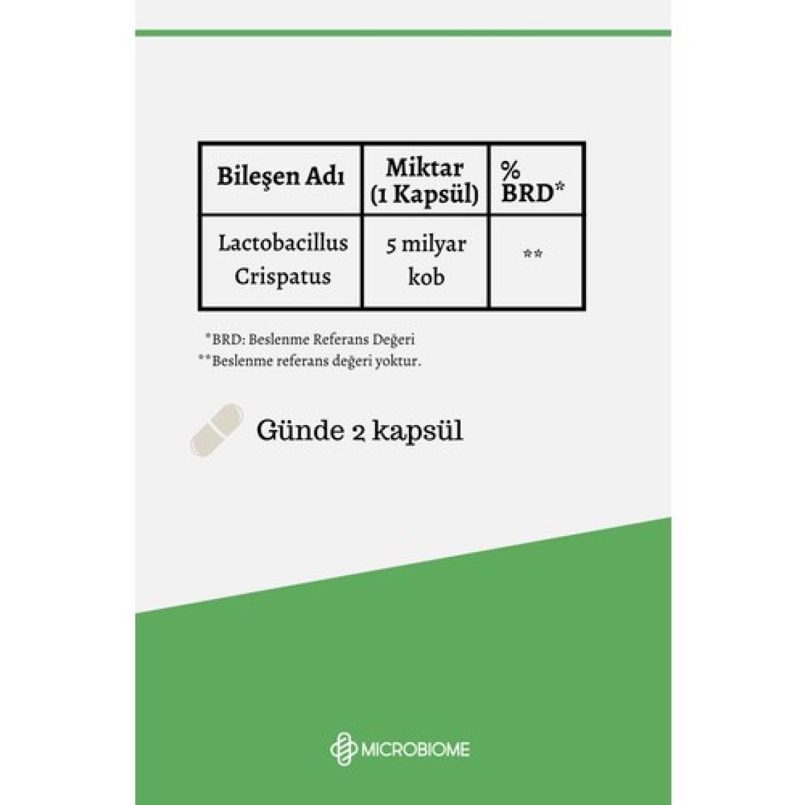 Microbiome Lactobacillus Crispatus 30 Kapsül Probiyotik Probiotic