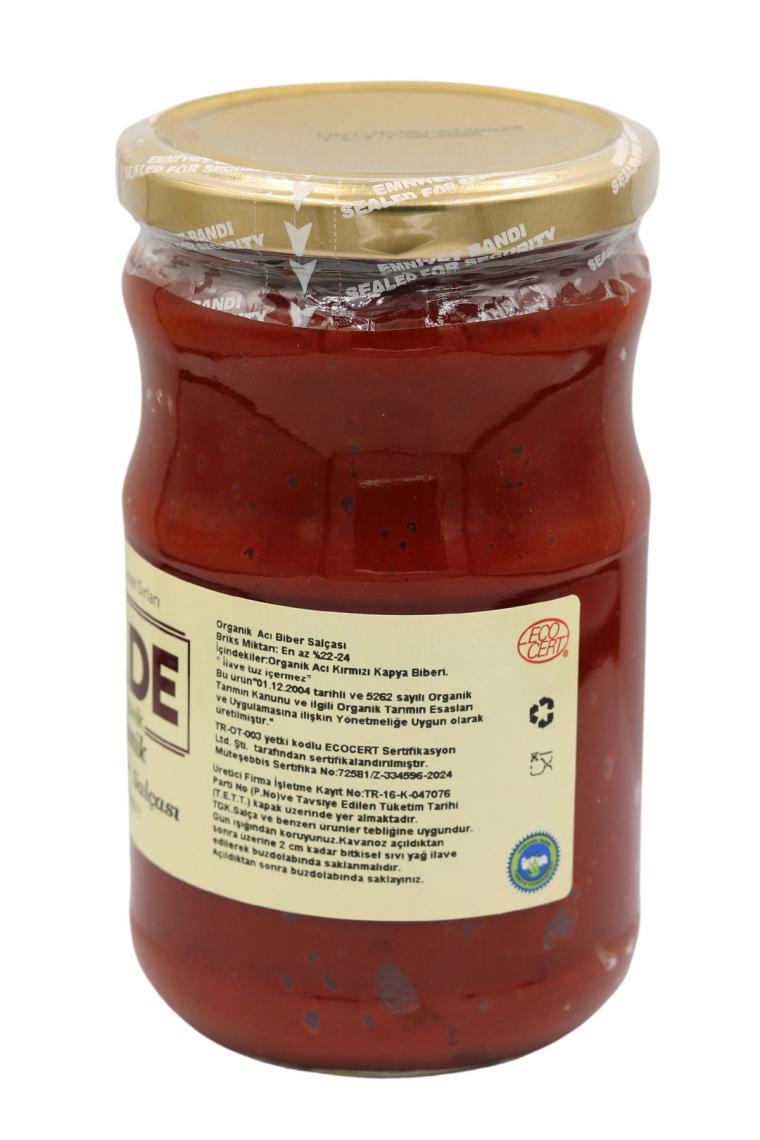 SADE ORGANİK ACI BİBER SALÇASI (ACI) 610 GR
