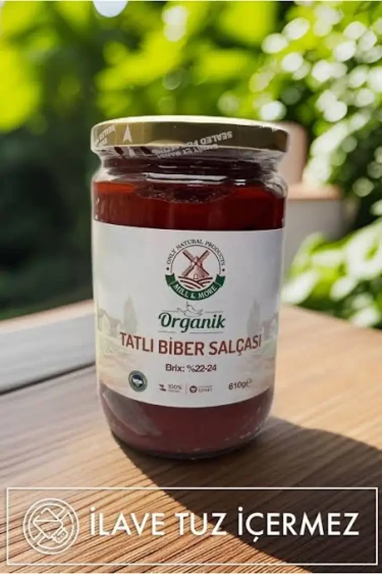 Mill & More Organik Tuzsuz Domates Salçası 650 gr + Organik Tuzsuz Tatlı Biber Salçası 610 gr Seti