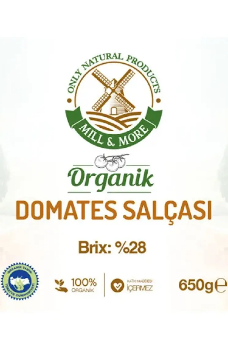 Mill & More Organik Tuzsuz Domates Salçası 650 gr + Organik Tuzsuz Tatlı Biber Salçası 610 gr Seti