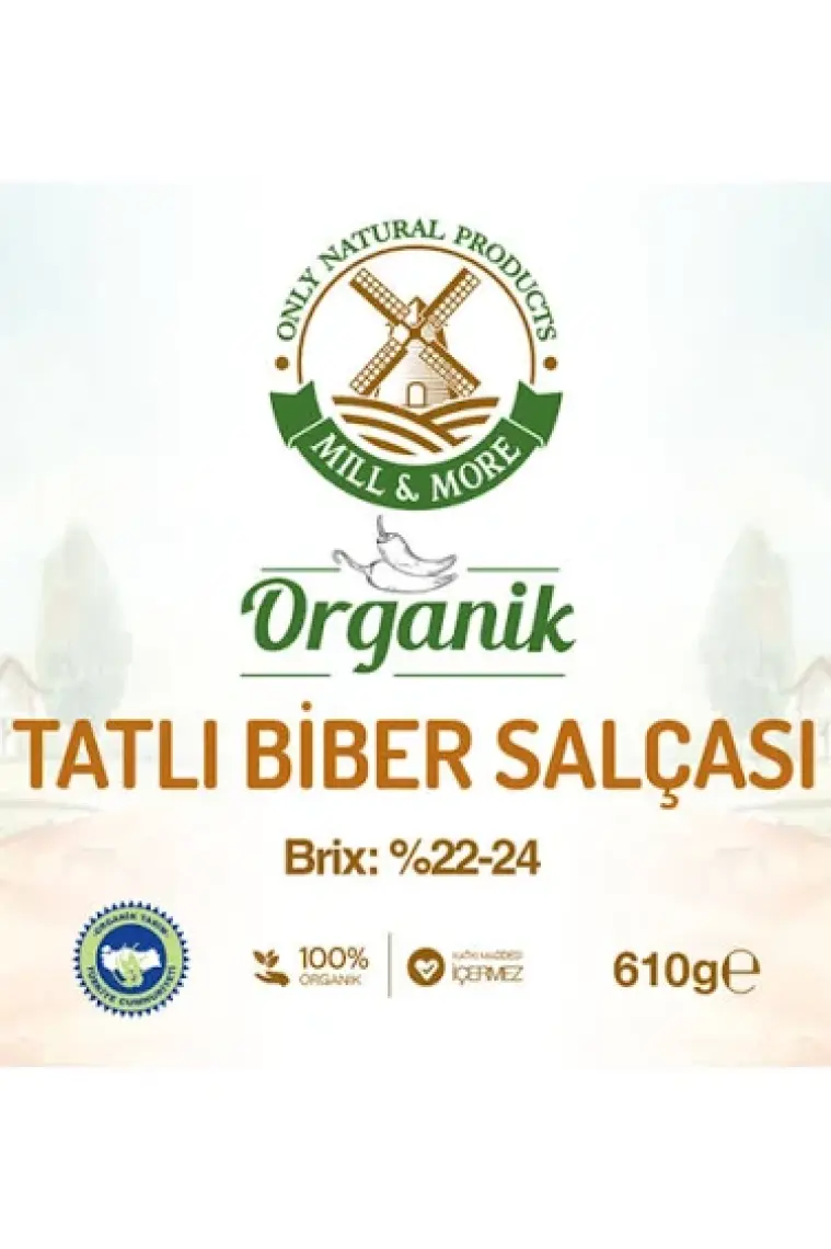 Mill & More Organik Tuzsuz Domates Salçası 650 gr + Organik Tuzsuz Tatlı Biber Salçası 610 gr Seti