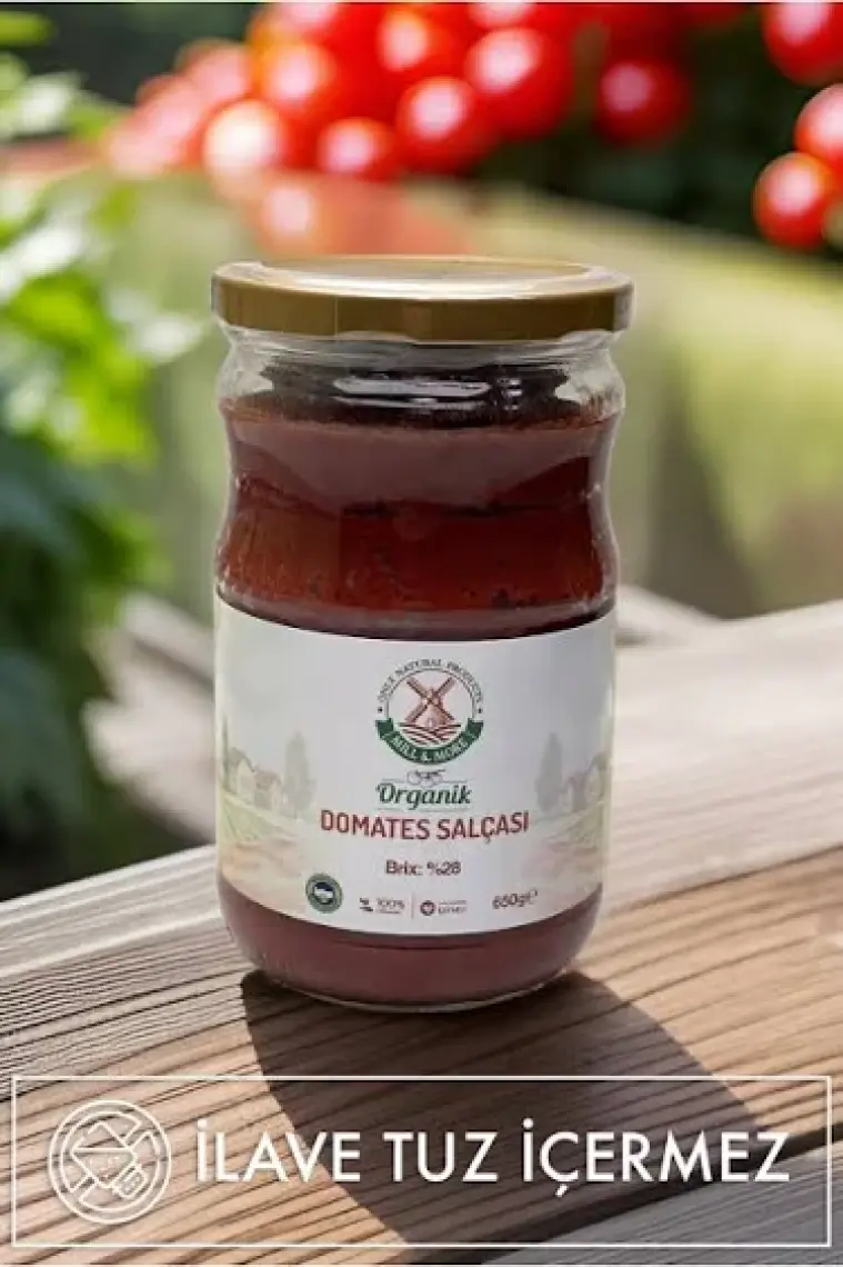 Mill & More Organik Tuzsuz Domates Salçası 650 gr + Organik Tuzsuz Tatlı Biber Salçası 610 gr Seti