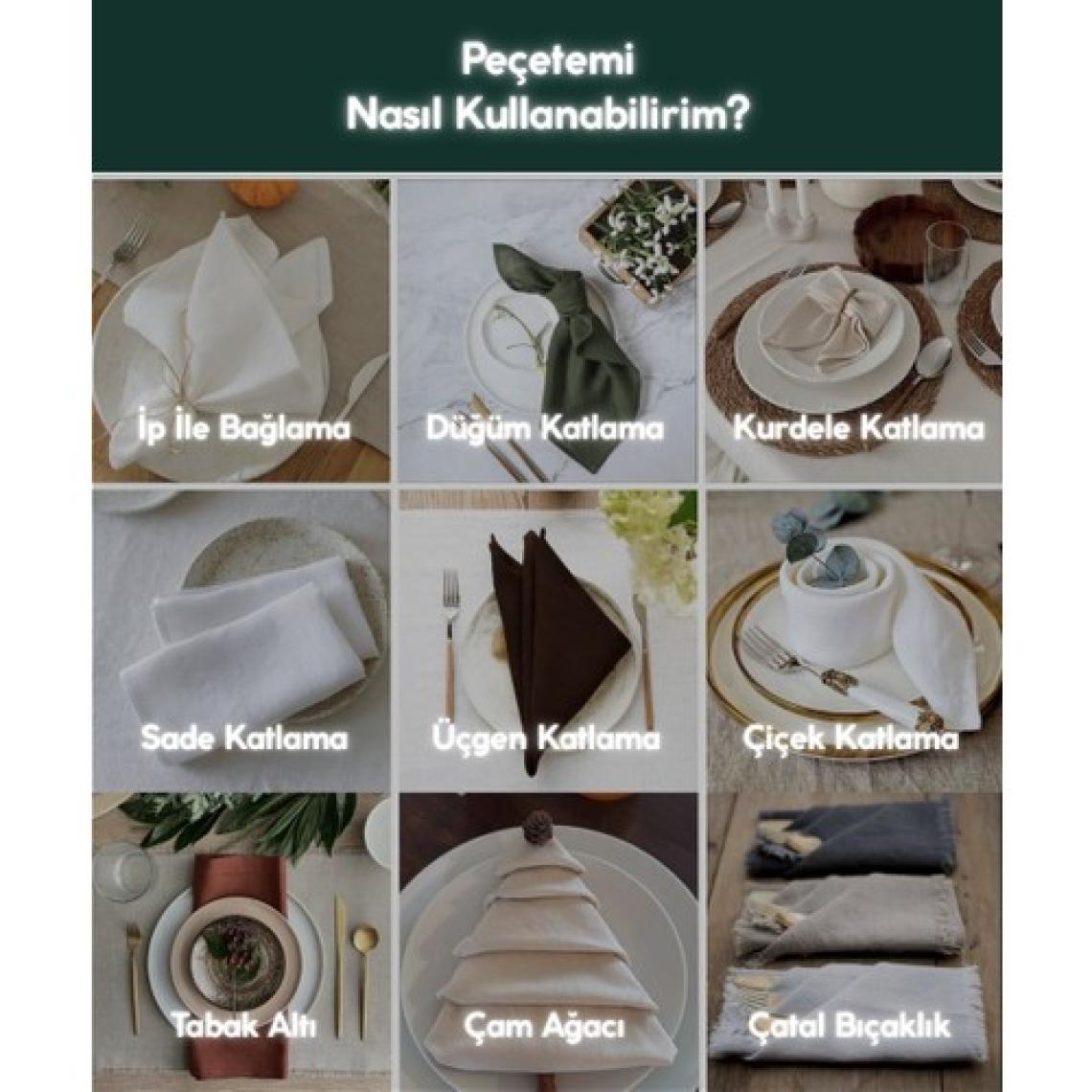 Wellstil Premium | 6'lı Keten Lacivert Peçete 40 x 40 Cm