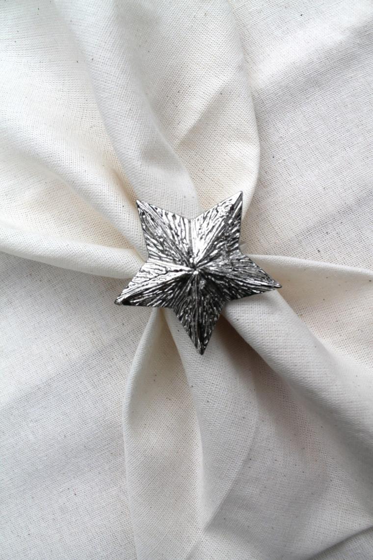 Emtory Home 6 Adet Dekoratif Gümüş Star Nova Peçete Halkası - Napkin Ring