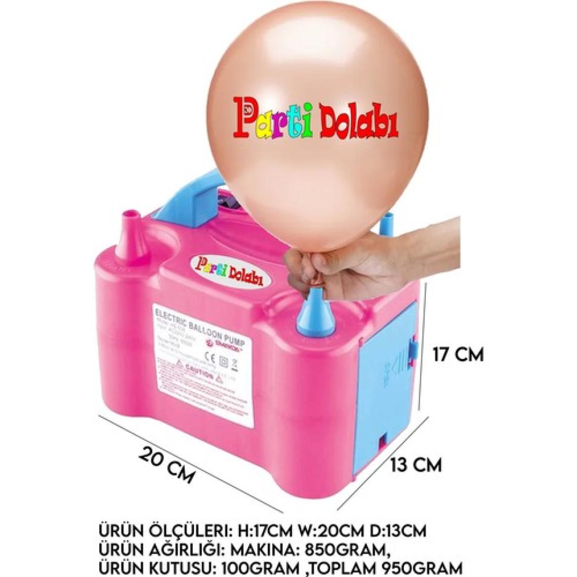 Parti Dolabı Çift Çıkışlı Balon Şişirme Makinası, Elektrikli Balon Pompası 73005 Pembe Mavi