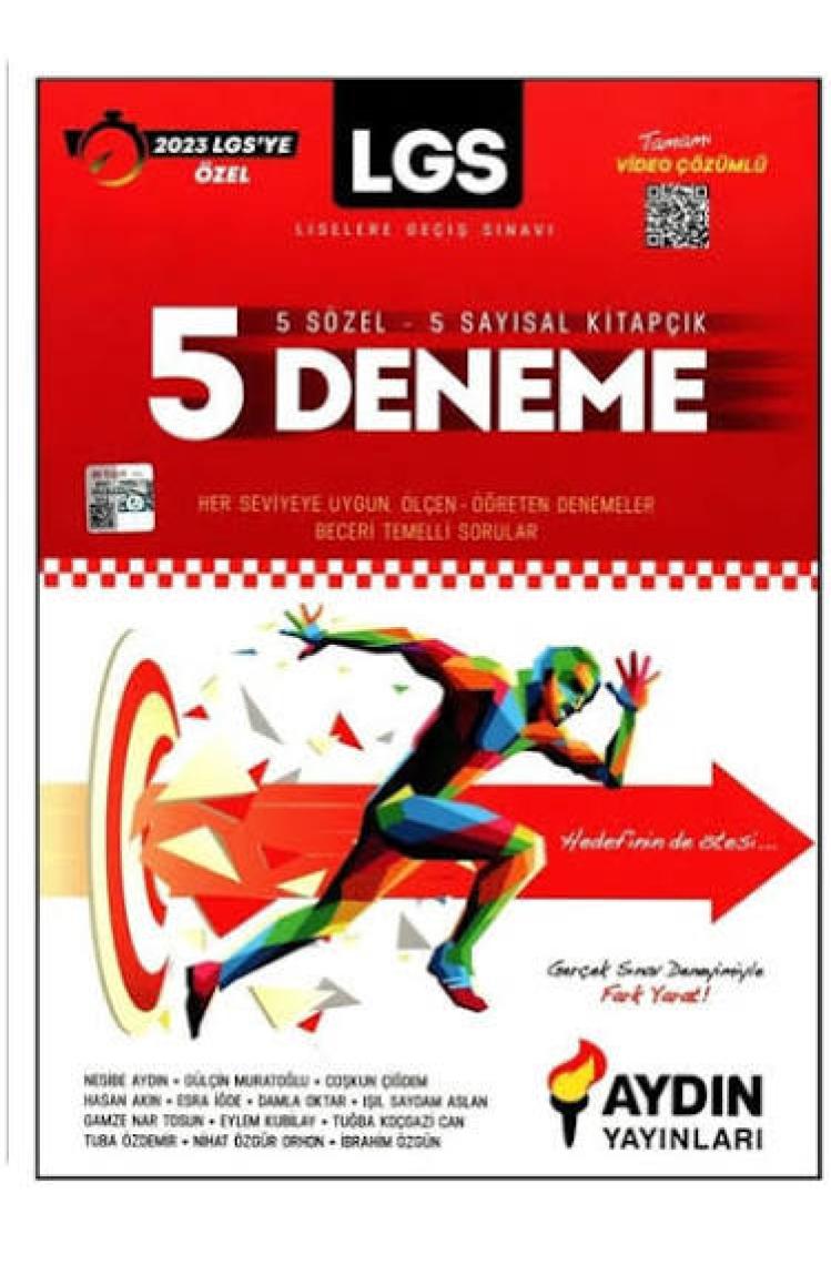 Aydın Yayınları 8. Sınıf LGS Tüm Dersler 5 Deneme Video Çözümlü 2023