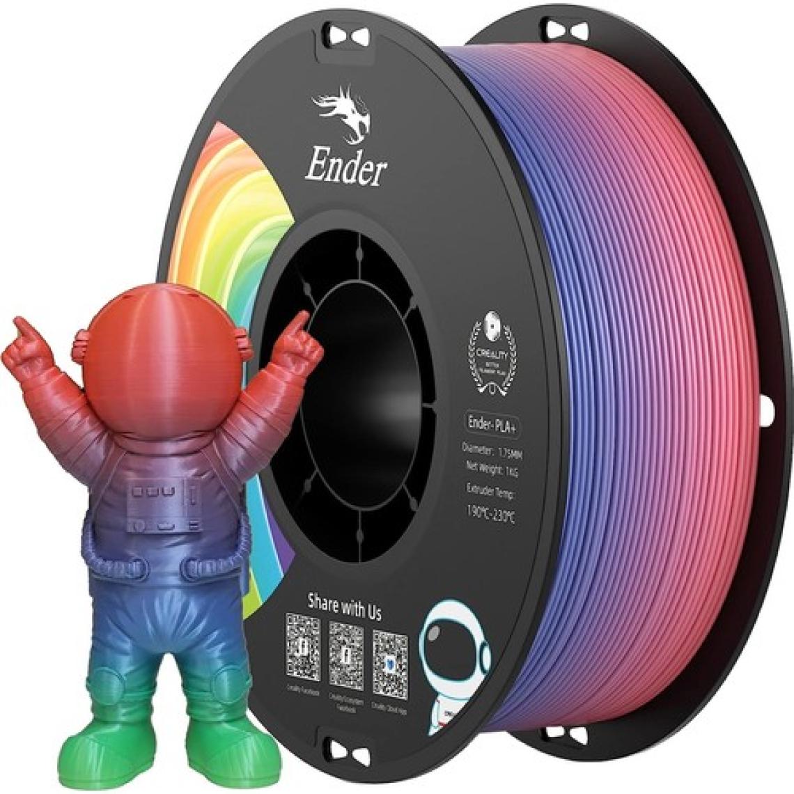 Creality Creality Ender Pla+ Filament Gökkuşağı 1.75MM 1kg Standart
