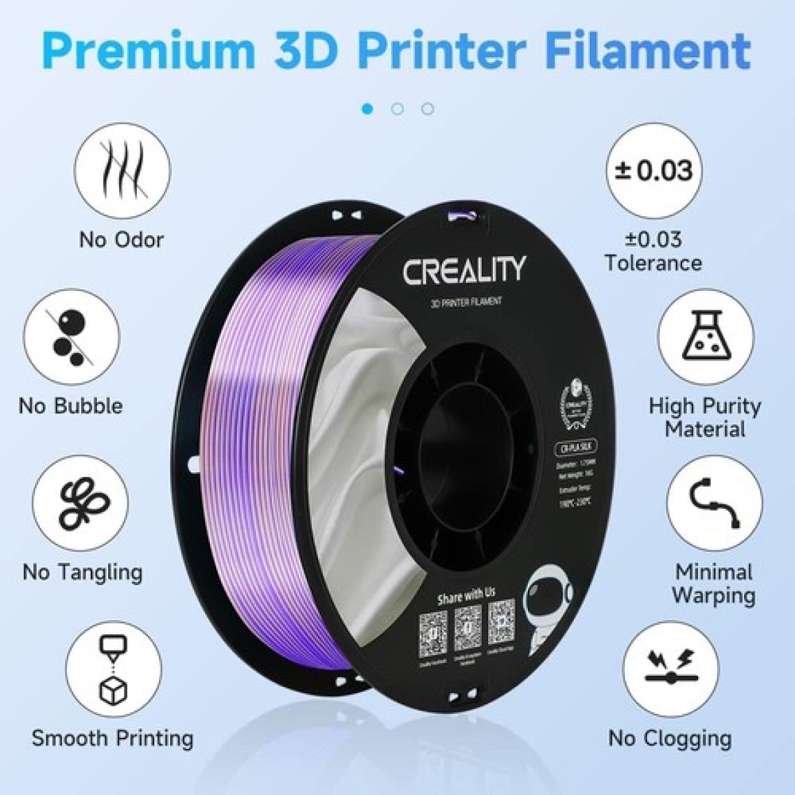 Creality Creality Cr-Sılk Pla Filament Cr-Silk Pembe Mor Çift Renk 1.75MM 1kg Standart