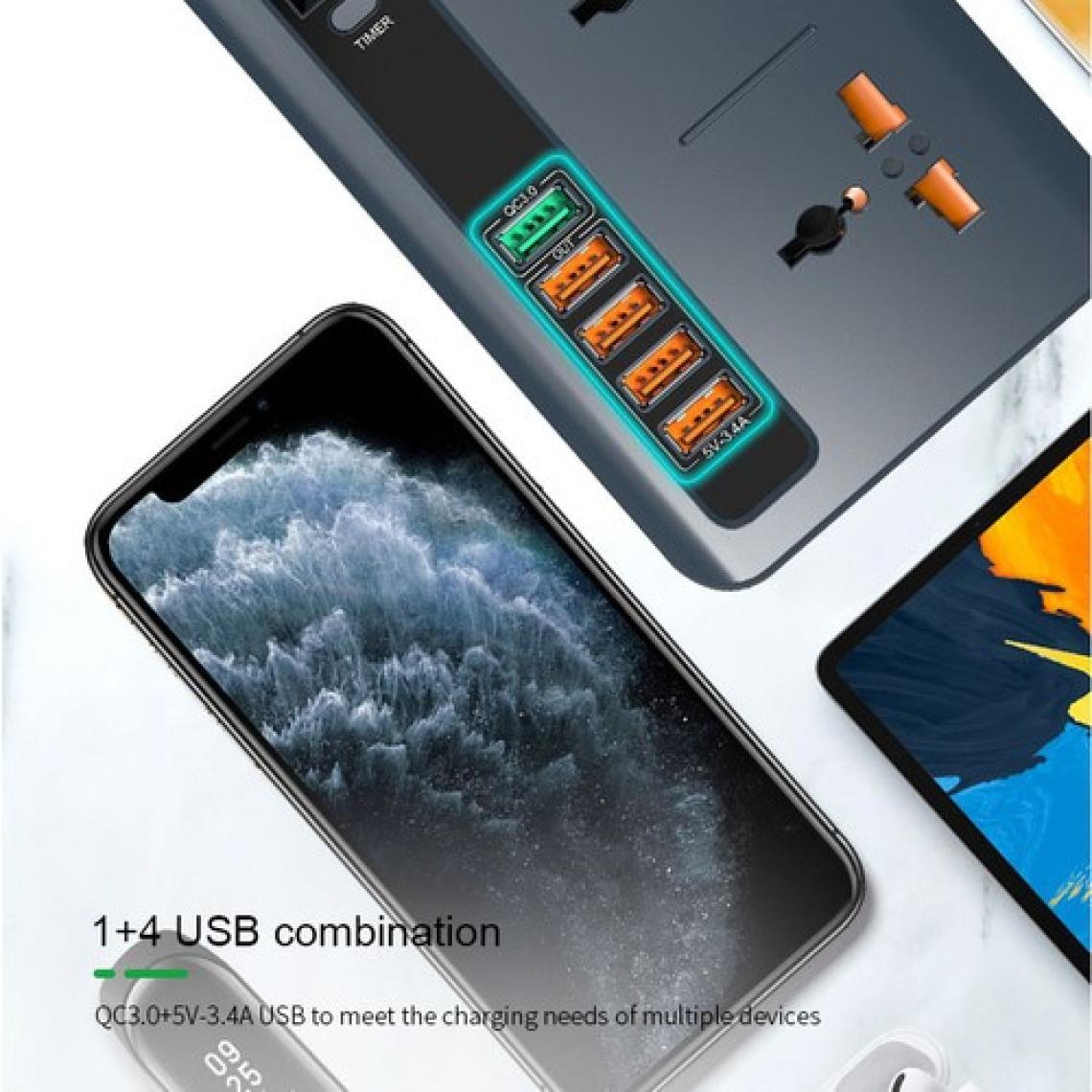 Daytona RL-316D Termal Akım ve Isınma Korumalı 5 USB 5V-3.4A Qc3.0 Girişli LED Ekran Saat Zamanlı Uzatma Kablolu Akıllı Priz