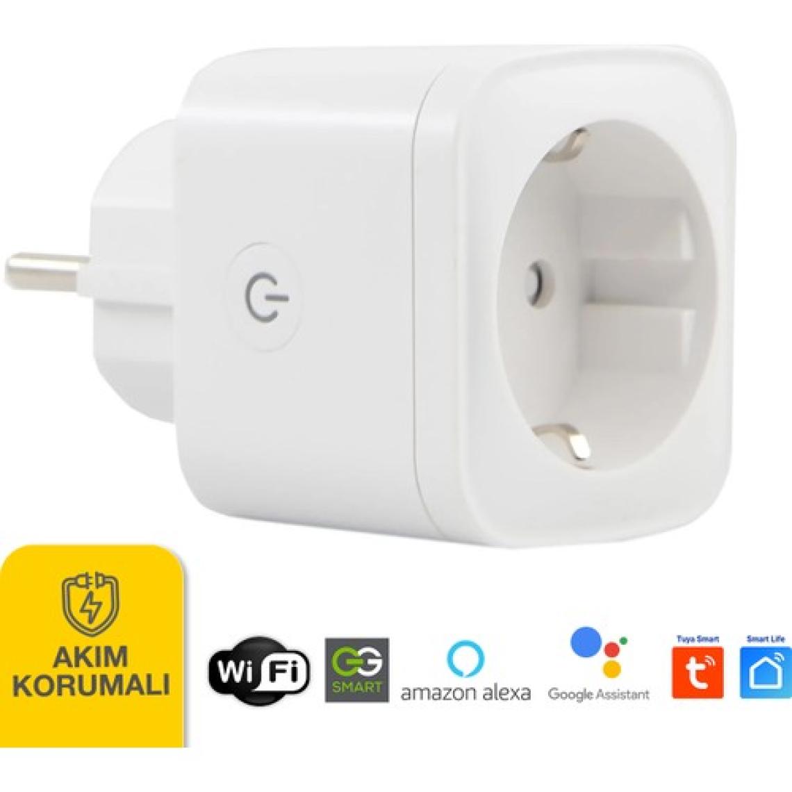Günsan Wi-Fi Kontrollü Akım Korumalı Akıllı Priz 16A Tuya & Smart Life Destekli