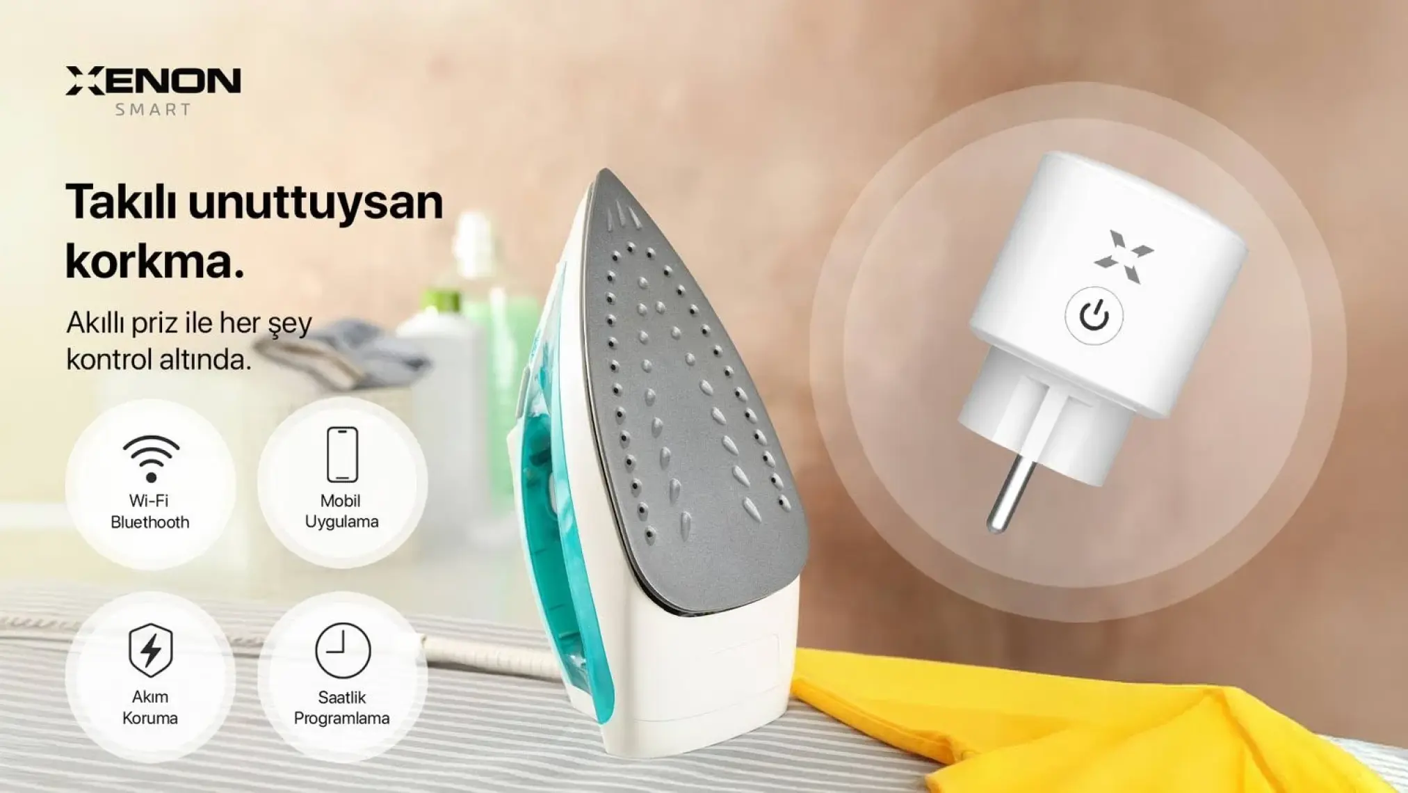 Xenon Smart Akım Korumalı Mobil Uygulama Kontrollü Enerji Ölçümlü Akıllı Wi-Fi/Bluetooth Priz 5 Adet X7010