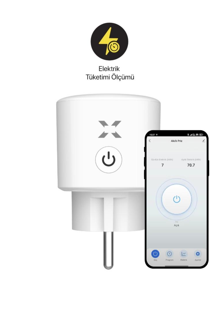Xenon Smart Akım Korumalı Mobil Uygulama ile Uzaktan Kontrol Edilebilen Enerji Ölçümlü Akıllı Wi-Fi/Bluetooth Priz X7010