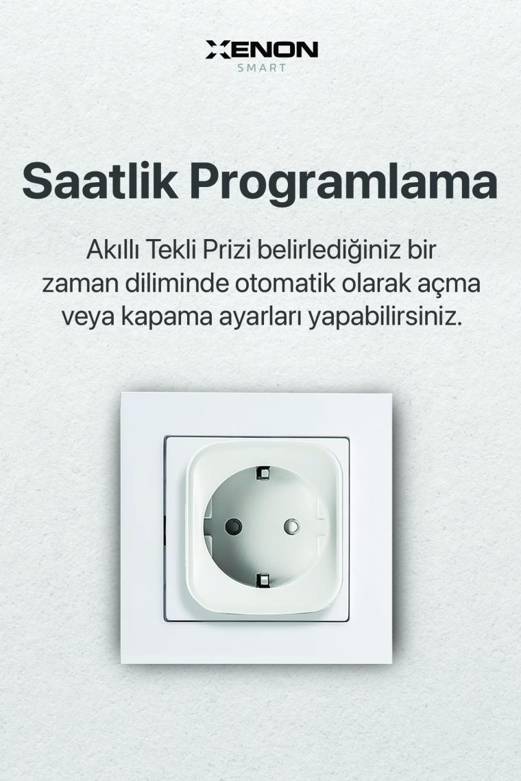 Xenon Smart Akım Korumalı Mobil Uygulama ile Uzaktan Kontrol Edilebilen Enerji Ölçümlü Akıllı Wi-Fi/Bluetooth Priz X7010