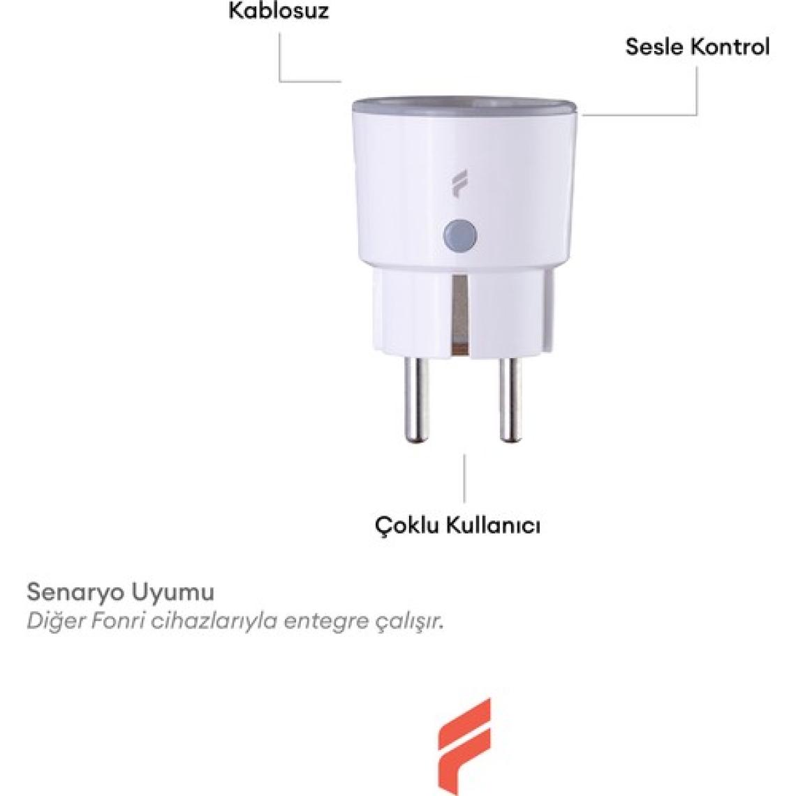Fonri Akıllı Priz (16 Amper), Uzaktan Kontrol, Anlık Enerji Tüketim Takip, Zamanlayıcı, Wifi, 2 Yıl Garantili, Tuya Destekli