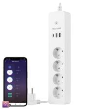 Akıllı Wi-fi Destekli 16a 4'lü Çocuk Kilitli Akım Korumalı Çoklu Priz - Uygulama Üzerinden Kontrol