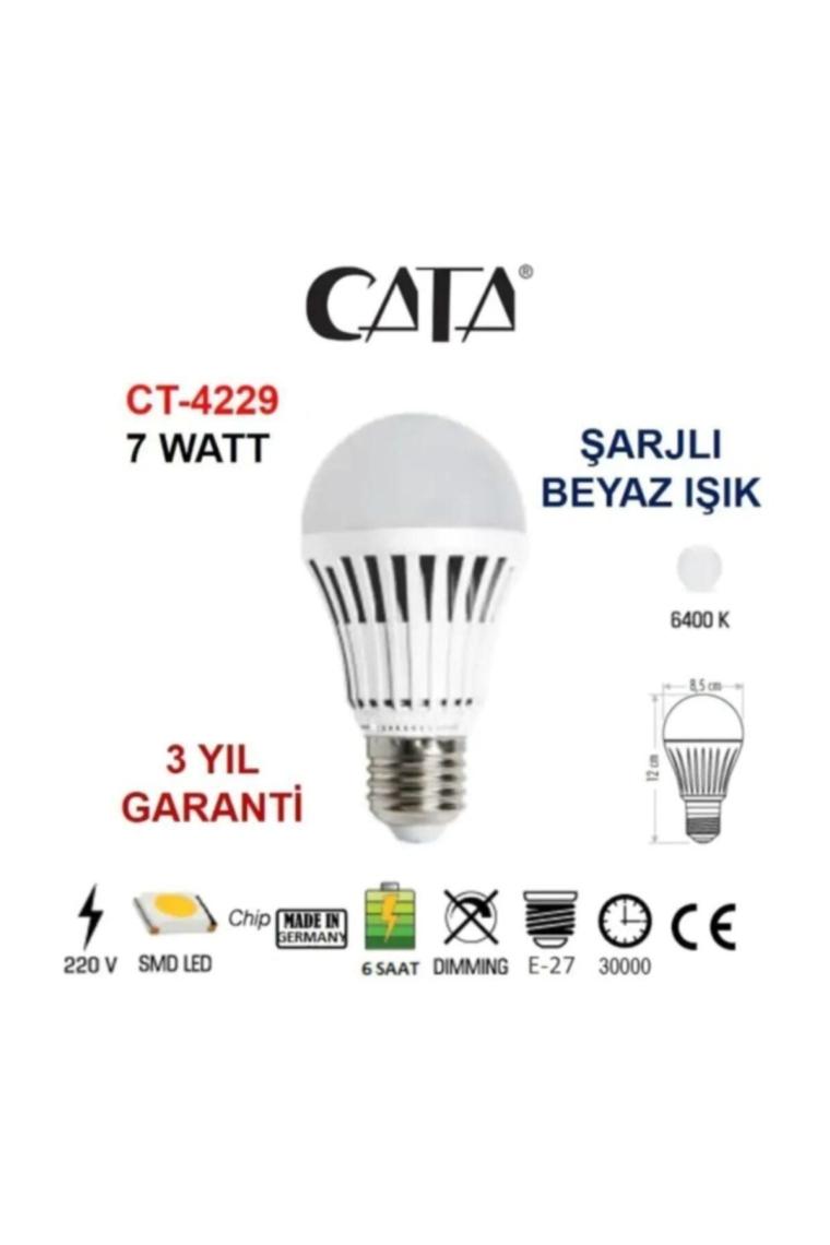 Ct 4229 E27 Şarjlı Led Ampul (ışıldak - Elektrik Kesilince Yanar) Beyaz