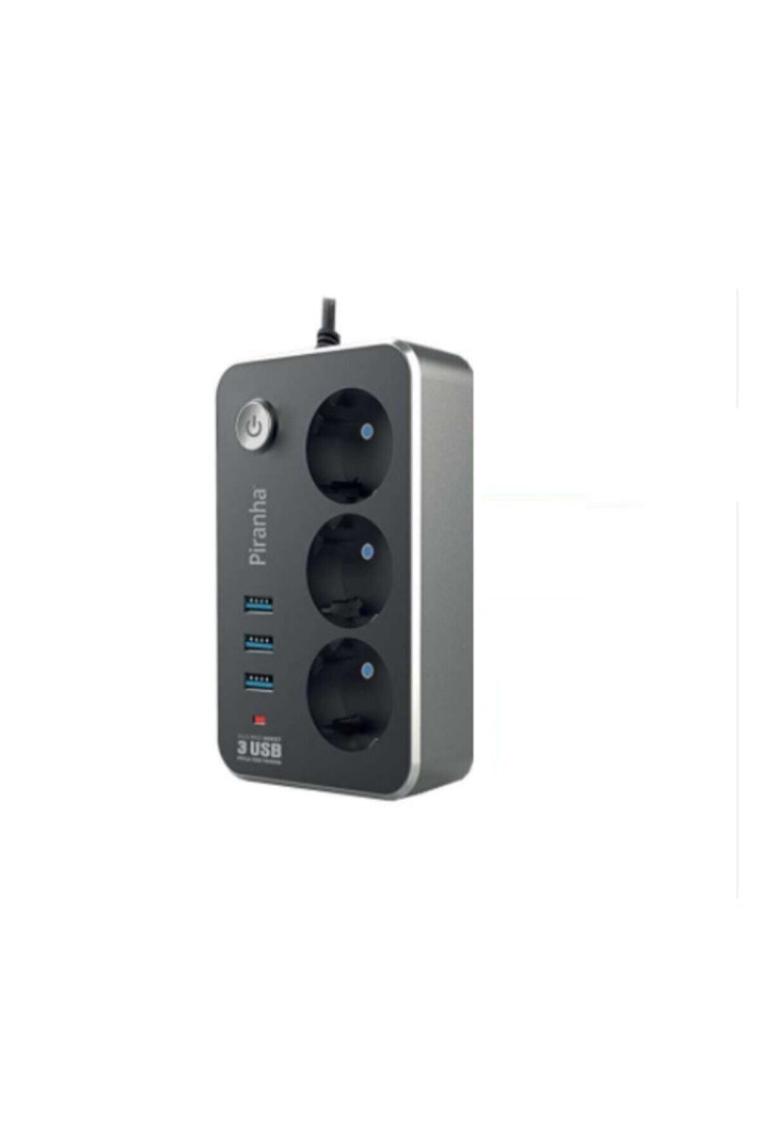 Termal Akım Korumalı Uzatma Kablosu 3'lü Priz 3 Usb'li 3396/3411
