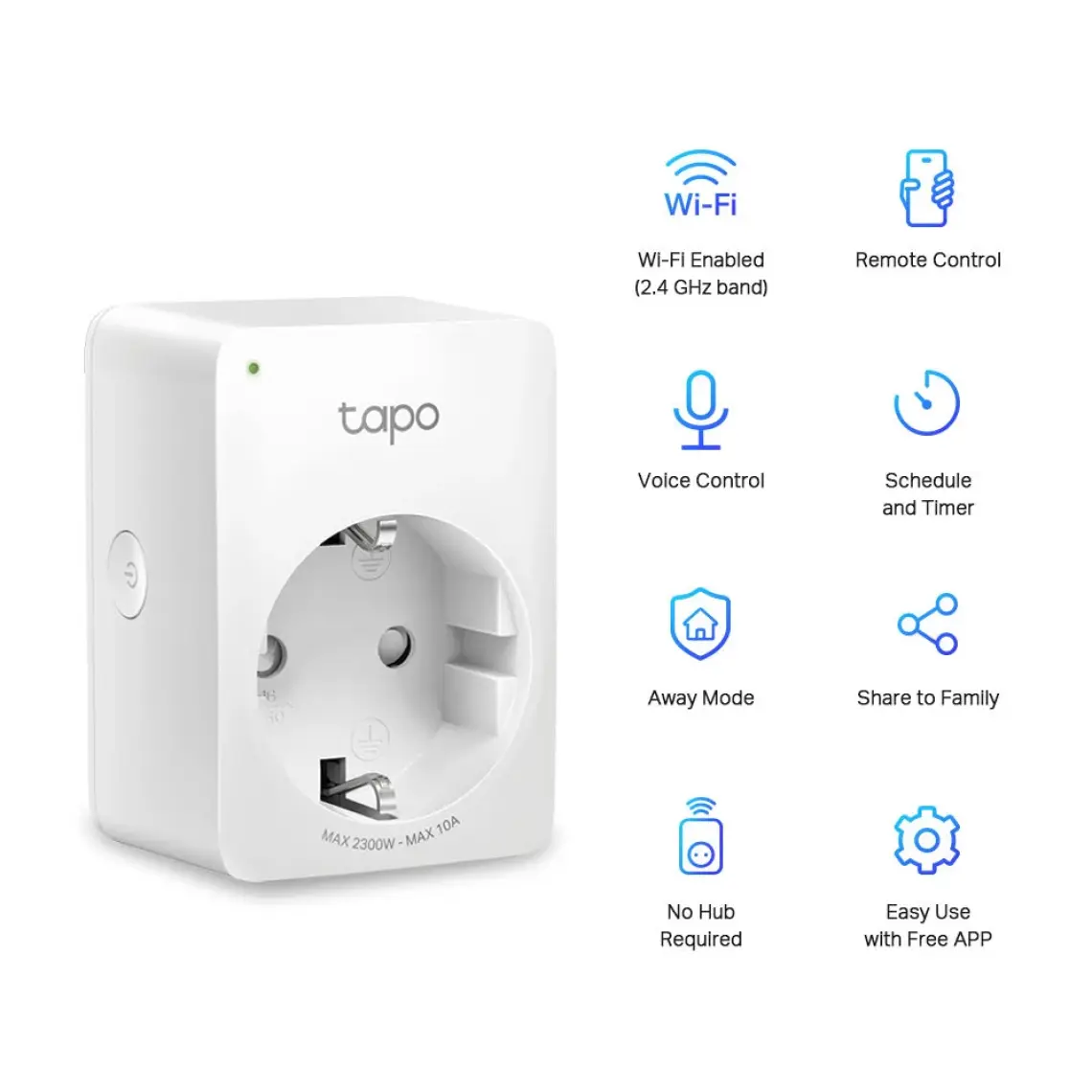TP-Link Tapo P100 | Akıllı Mini Wi-Fi Priz | Uzaktan Kontrol | Alexa ve Google Home Uyumlu | Cihaz Paylaşımı | Zamanlama Özelliği | Kolay Kurulum | Hub Gerektirmez