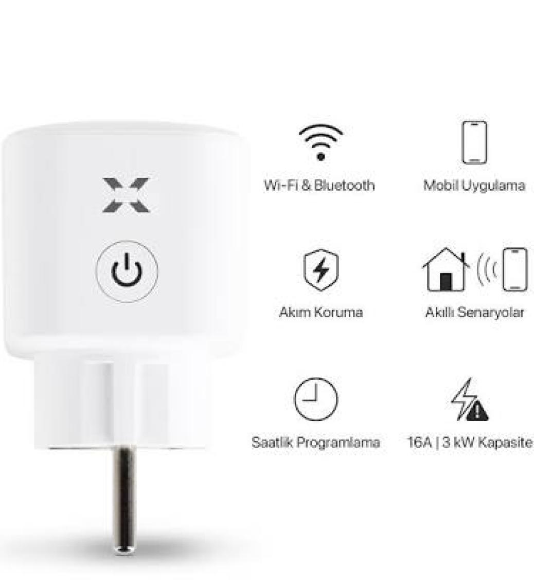 Xenon Smart Akıllı Akım Korumalı Priz Mobil Uygulama ile Uzaktan Kontrol Edilebilen Wi-Fi/Bluetooth Priz 16A X7013