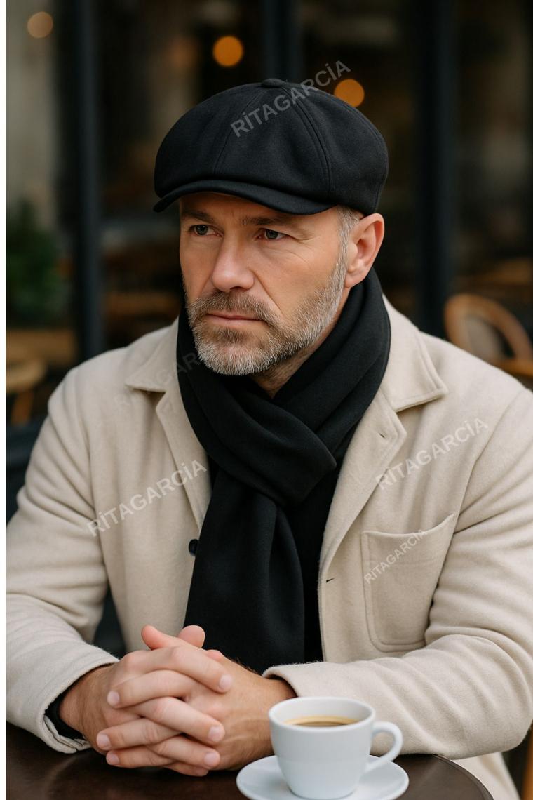 Elif İç Giyim Erkek Siyah Kasket Peaky Blinders Kaşe Kumaş Şapka Kasket