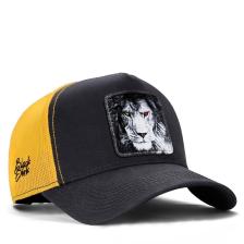BlackBörk V1 Trucker Aslan - 6 Kod Logolu Unisex Koyu Antrasit-Sarı Şapka (Cap)