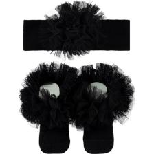 Mini Damla Minidamla Çorap ve Bandana Set 0-3 Ay Siyah