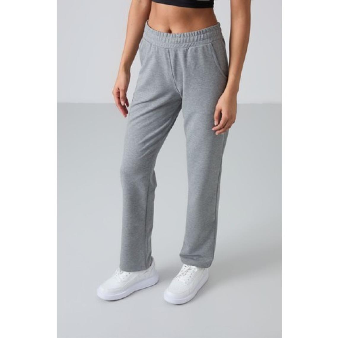 Tommy Life Tommy Life  Gri Melanj Kadın Yüksek Bel Cepli Standart Kalıp Klasik Paça Eşofman Alt-94584