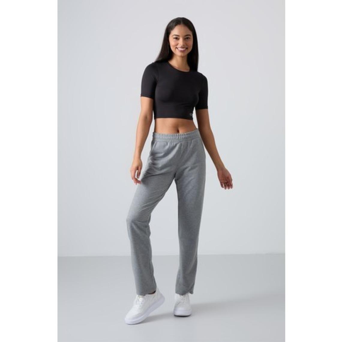 Tommy Life Tommy Life  Gri Melanj Kadın Yüksek Bel Cepli Standart Kalıp Klasik Paça Eşofman Alt-94584