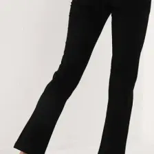 Tommy Life Tommy Life  Siyah Kadın Yüksek Bel Cepli Slim Fit Klasik Paça Eşofman Alt - 94185