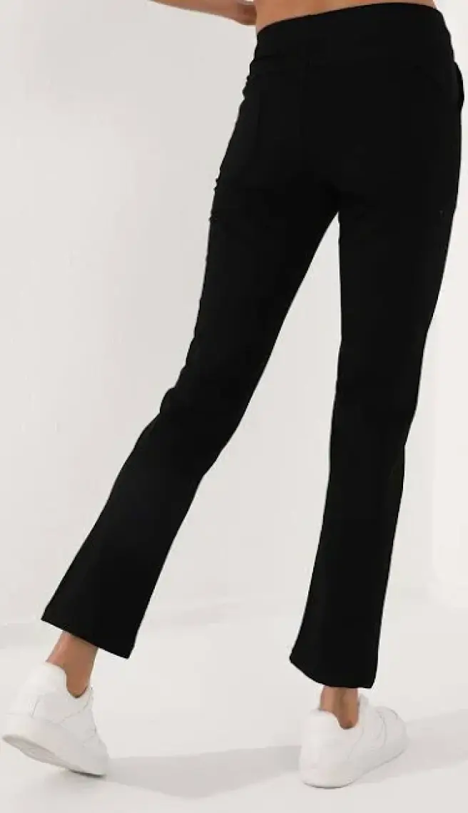 Tommy Life Tommy Life  Siyah Kadın Yüksek Bel Cepli Slim Fit Klasik Paça Eşofman Alt - 94185