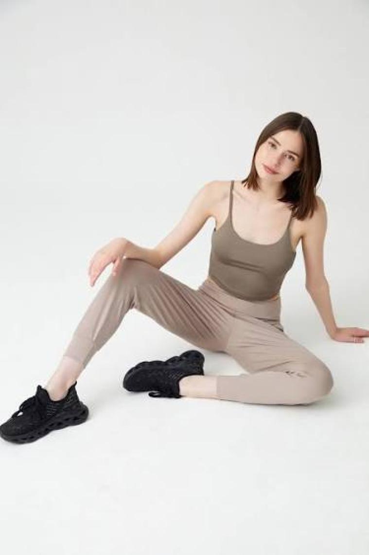 Los Ojos Kadın Bej Yüksek Bel Jogger Eşofman Altı Joggers