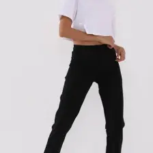 Tommy Life Siyah Gizli Fermuar Cepli Rahat Form Klasik Paça Kadın Eşofman Alt - 94148