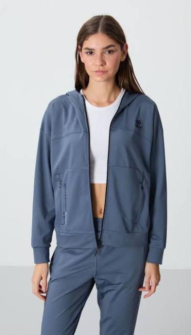 Tommy Life Petrol Kapüşonlu Gizli Cep Detaylı Standart Kalıp Kadın Eşofman Takımı - 95306
