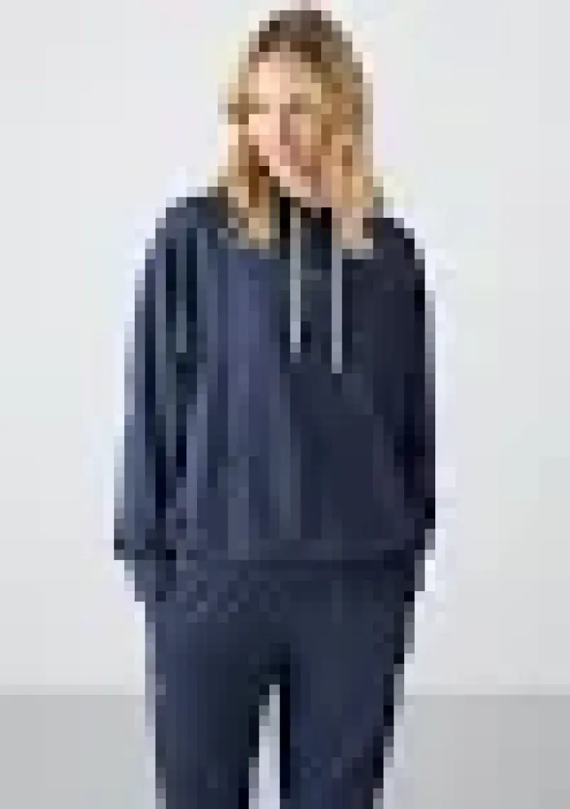 Tommy Life Petrol Kapüşonlu Kanguru Cep Oversize Lastik Paça Kadın Eşofman Takımı - 95288