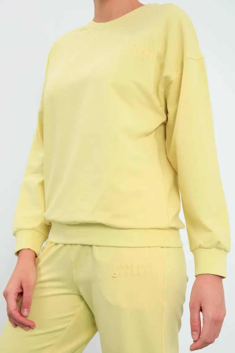 Tommy Life Tommy Life  Parlament O Yaka Oversize Lastik Paça Kadın Eşofman Takım - 95287